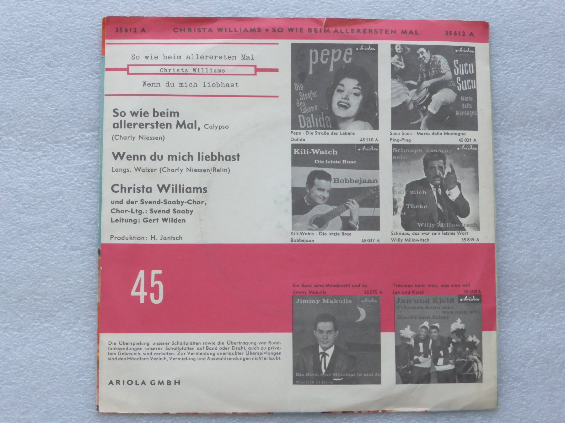 Dischi in vinile: Vinyl Single  CHRISTA WILLIAMS – Usato da Küssnacht am Rigi venduto da Mondkinder 3