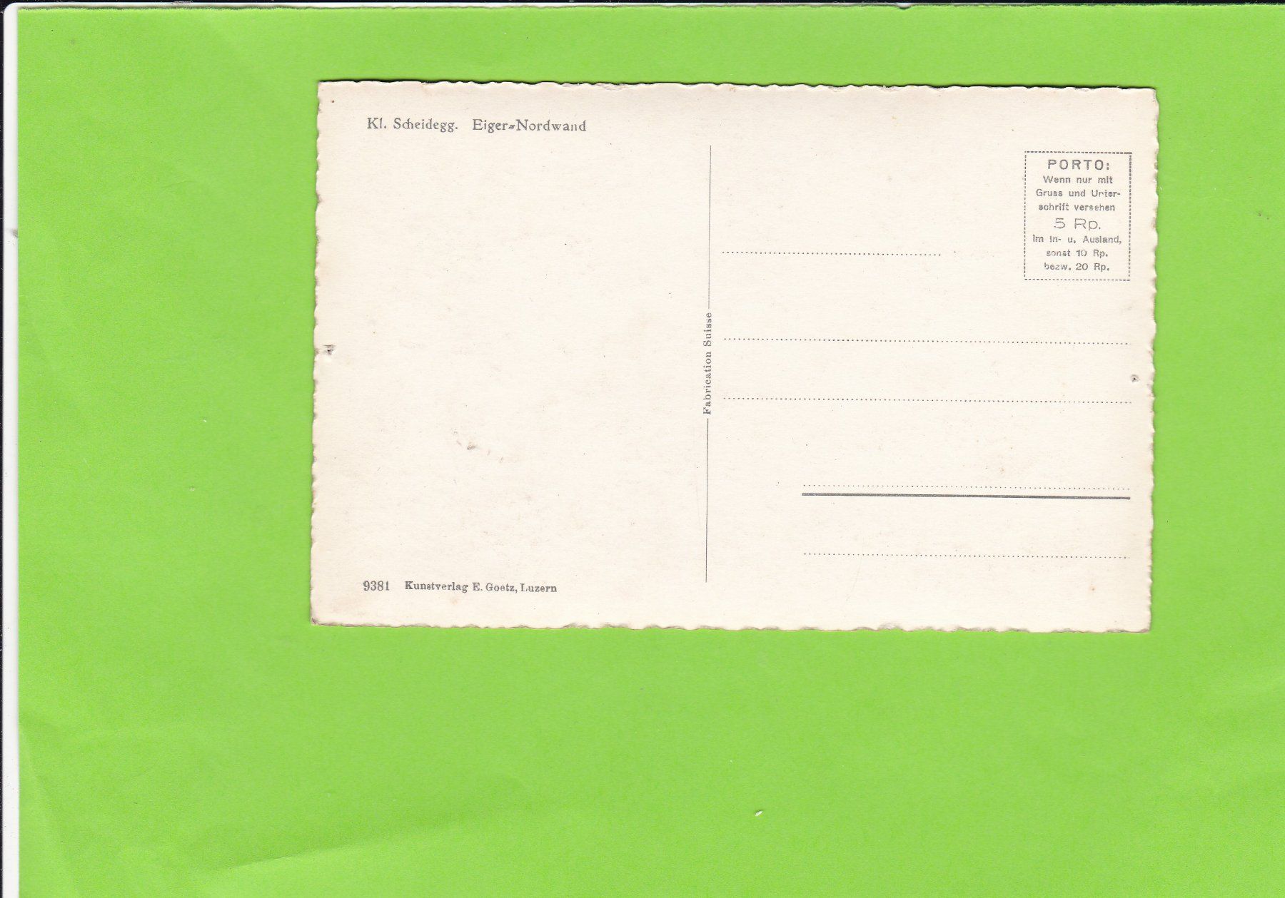 Cartoline postali: Kleine Scheidegg, Eiger Nordwand – Usato da St. Peterzell venduto da neckertal 1