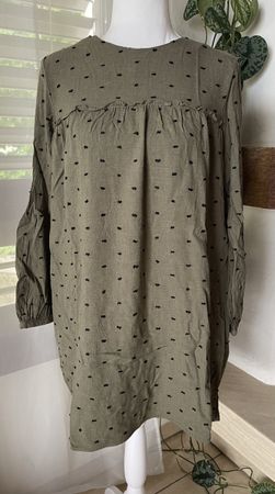 Zara Tunika Bluse Olivgrün mit Pünktchen, Grösse S