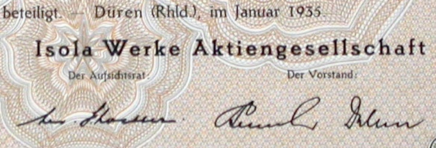 Documenti: Isola Werke AG, Düren - 1935 – Usato da Solothurn venduto da Sgasche 1