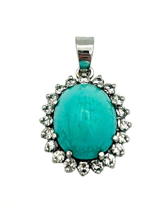 Ciondoli: Pendentif Or Blanc 18K  Turquoise et Diamants – Usato da Renens VD venduto da rom_v9jv