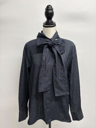 neue COS Dunkelblaue Bluse mit Schleife Gr. 36 denim