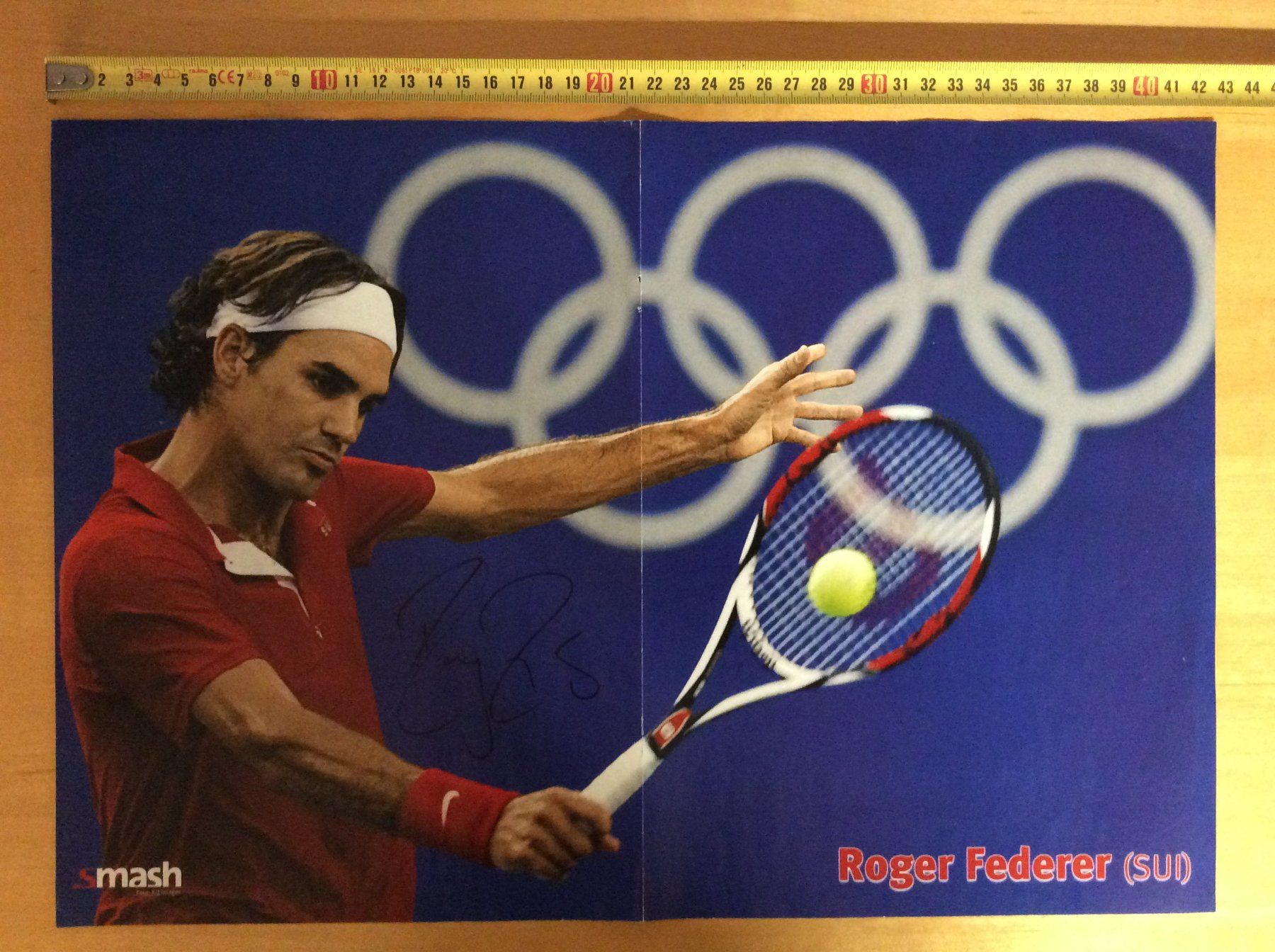 Autografi: Roger Federer, Original Autogramm auf Smash-Poster – Usato da Salmsach venduto da aacs65