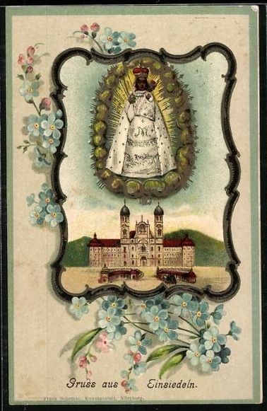 Cartoline postali: Einsiedeln, Kloster mit Gnadenbild, 1911 – Usato da Berlin venduto da bartko-reher