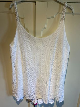 SPITZEN TRÄGER TOP VINTAGE-WEISS