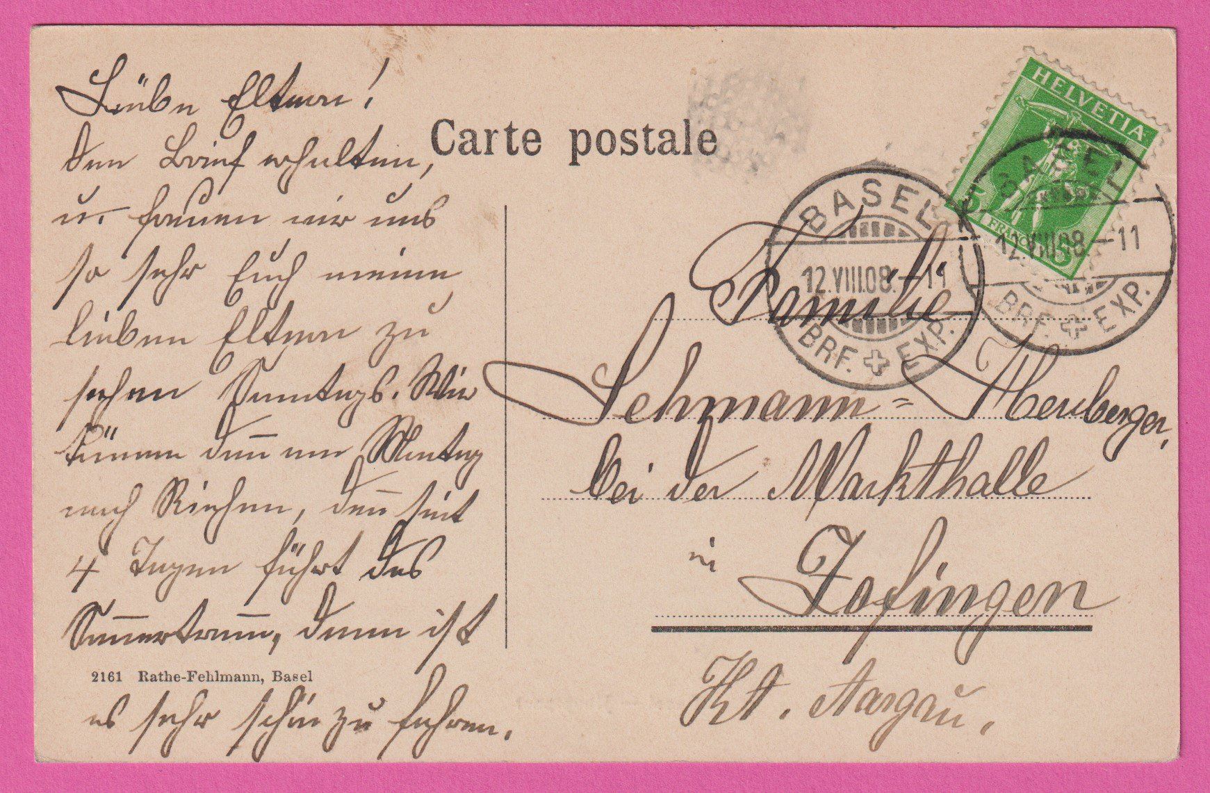 Cartes postales: Basel gel 1908 Hauptpost – D'occasion à Einsiedeln par dillie 1