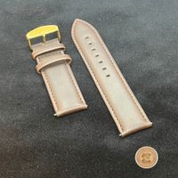 Leder Uhrenarmband 22 mm Dunkelbraun Gold Quick Release