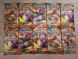 10x Mega Evolution Booster Pack aus (First Partner)
