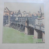 Gertrud Dietschy,Basel,Litho,1903,signiert,mitlere Brücke