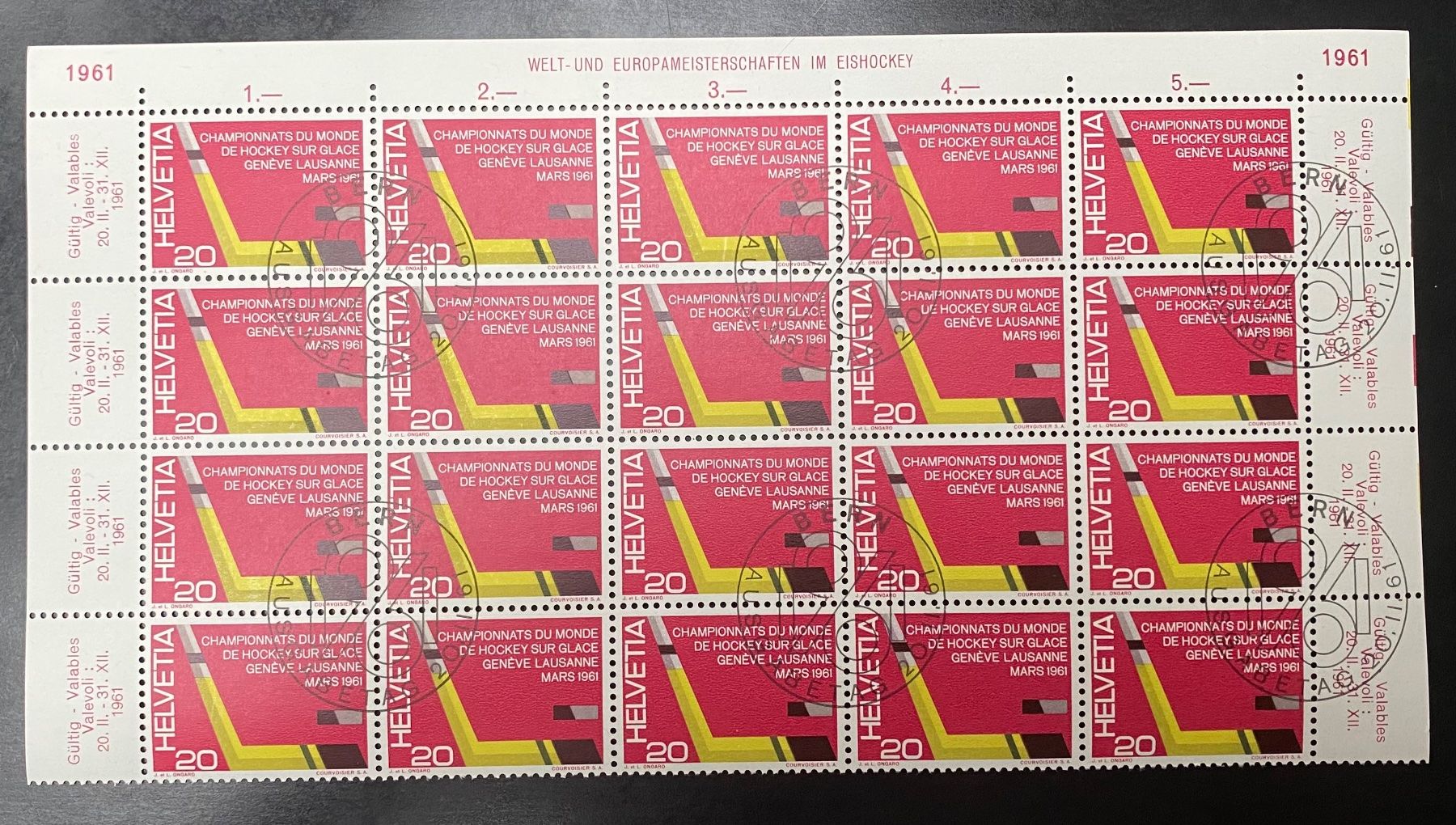 Alle Briefmarken: 1961 4 VB  ET-gest. Bogenreste Nr. 375 - 378 – Gebraucht aus Schnottwil von Chasarmar 3