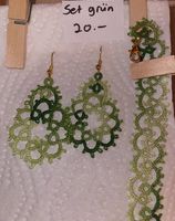 Geknüpftes Set Armband und Ohrringe Frivolite Tatting