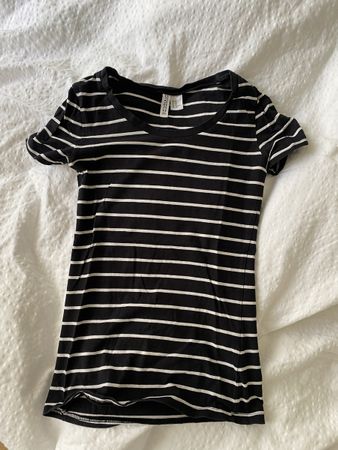 T-Shirt gestreift H&M Basic Schwarz Weiss XS