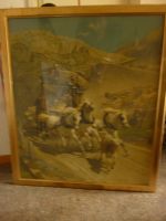 Gerahmtes Pferde-Kutschenbild, vintage, goldfarben, top!