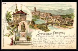 Litho Fribourg, Teilansicht, Kapelle, De