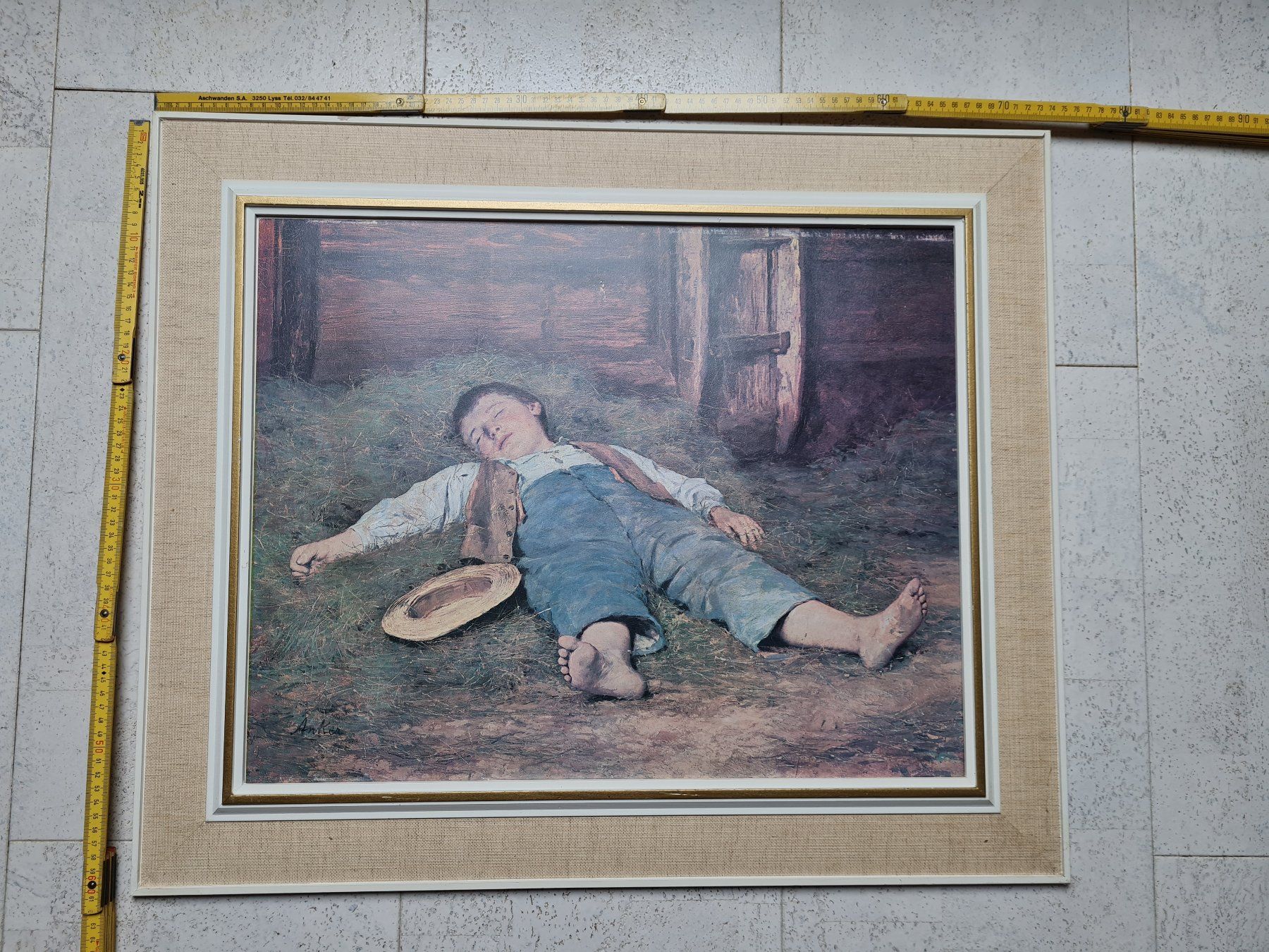 Foto & Immagini: Bild von Albert Anker Schlafender Knabe im Heu – Usato da Bern venduto da Calvaro 1