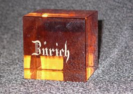 Antiker Glaswürfel Briefbeschwerer "Zürich" Souvenir um 1920