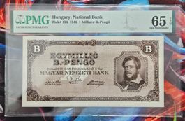 1946 Hungary National Bank 1 Milliard Pick#134 PMG 65