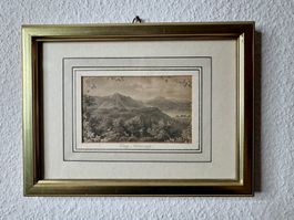 Zug / Felsenegg – Blick über den Zugersee, Stahlstich