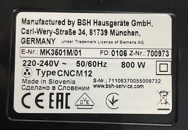 Siemens Elettrodomestici da cucina: Küchenmaschine SIEMENS MK3501M – Usato da Oberrieden venduto da Ket25 8