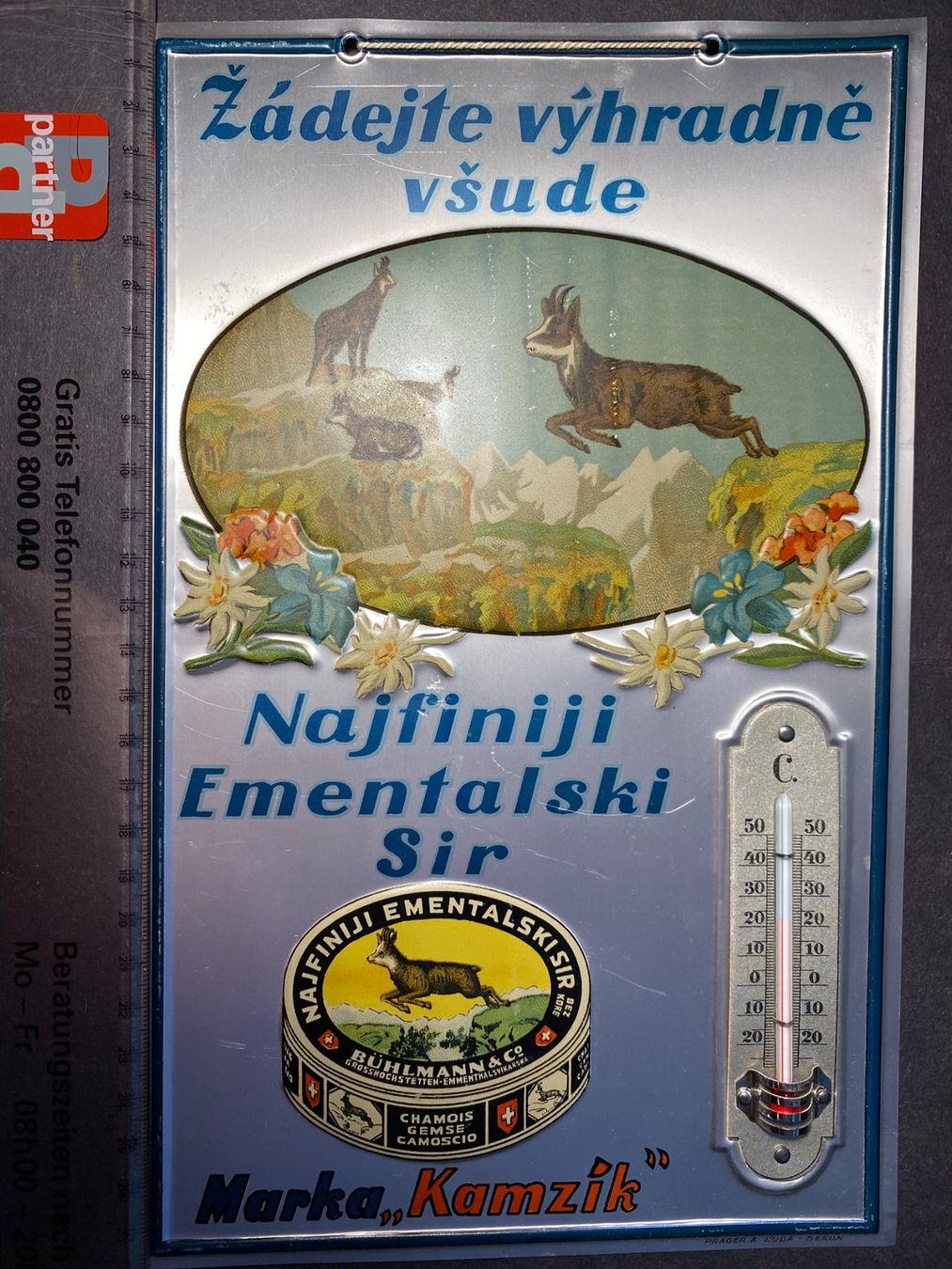 Insegne: Blechschild Emmentaler Thermometer Bühlmann Grosshöchstetten – Usato da Spiez venduto da Mlandcruiser 8