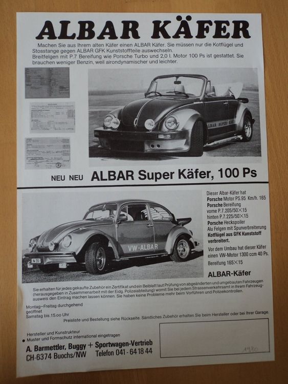 Brochure Volkswagen Coccinelle Albar Conversion – 1981 – Saloon