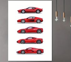 Red FERRARI Poster Leinwandbild 40x60cm NEU (Rahmenlos)