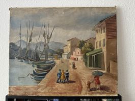 Hans VAUTIER (1891-1979) port animée, huile toile signée