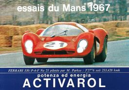 Postkarte, 24h Le Mans, Scarfiotti und Parkes, Ferrari