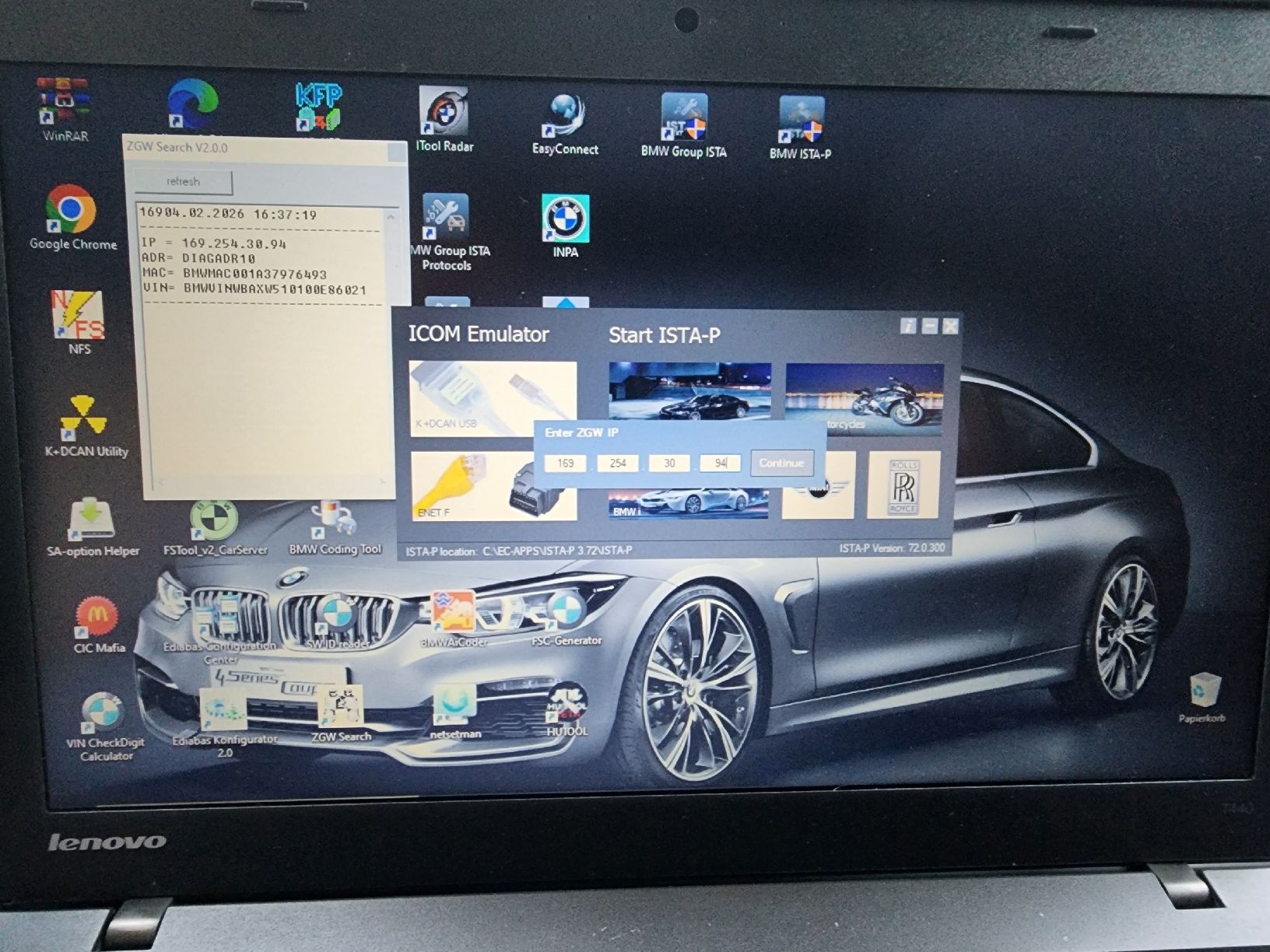Lenovo Notebook: LenovoThinkpad Diagnosegerät BMW ISTA – Usato da Domat Ems venduto da Ot5110 6