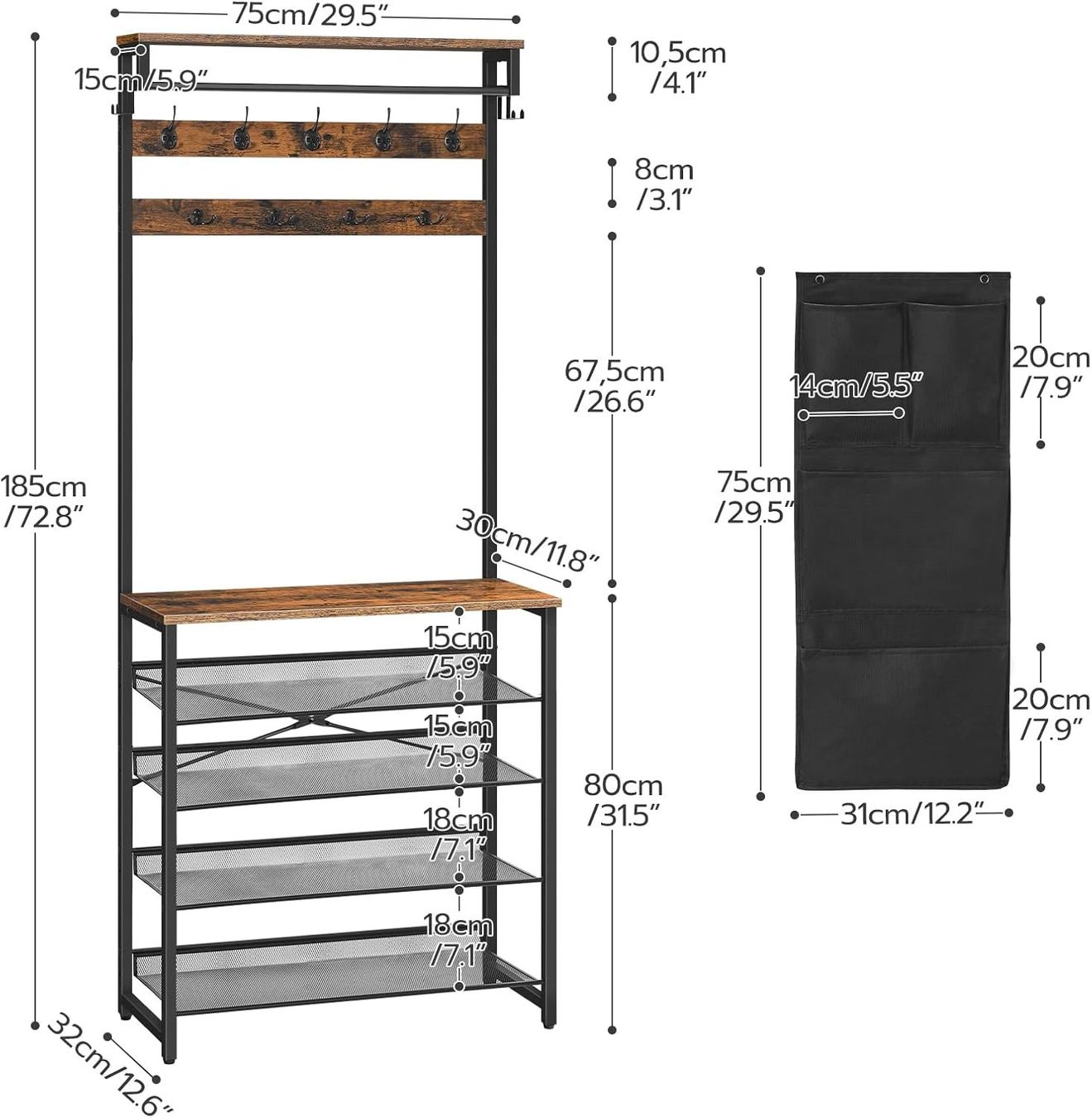 Guardaroba: Garderobe mit Schuhregal Kleiderständer Garderobenständer – Nuovo e nell'imballaggio originale da Wittenbach venduto da VELARO 4