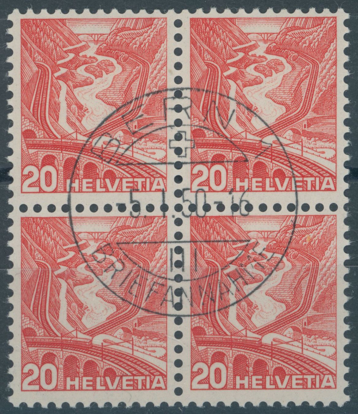 Tutti i francobolli: 1936 - Landschaftsbilder - Viererblock - gestempelt – Usato da Schindellegi venduto da leecollect