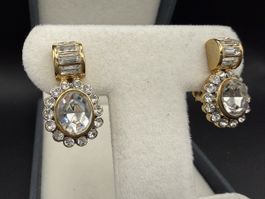 Elegante Goldfarbe Vintage Ohrringe mit Strasssteinen