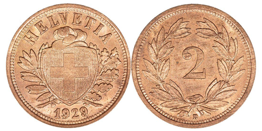 Tutti le monete: 2 Rappen von 1929 (Stempelglanz) – Nuovo (secondo la descrizione) da Schmidrüti venduto da Jamesdeal
