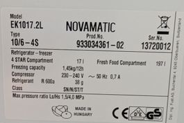 NOVAMATIC EK1017.2L Kuehlgefrierkombination 10/6-4S