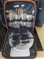 Picknickrucksack mit Geschirr für 4 Personen dunkelblau
