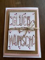 Grusskarte „Glückwunsch“ braun-rosa
