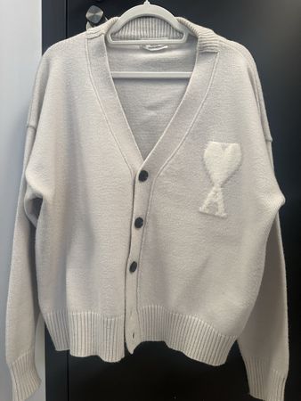 Ami Paris Alexandre Mattiussi Strickjacke hellgrau Baumwolle