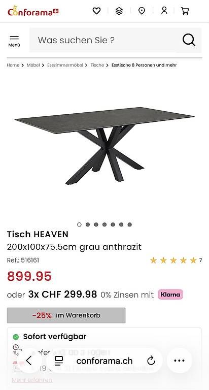 Tavoli: Tisch HEAVEN 200x100x75.5cm grau anthrazit – Usato da Zug venduto da dob_bvq8 2