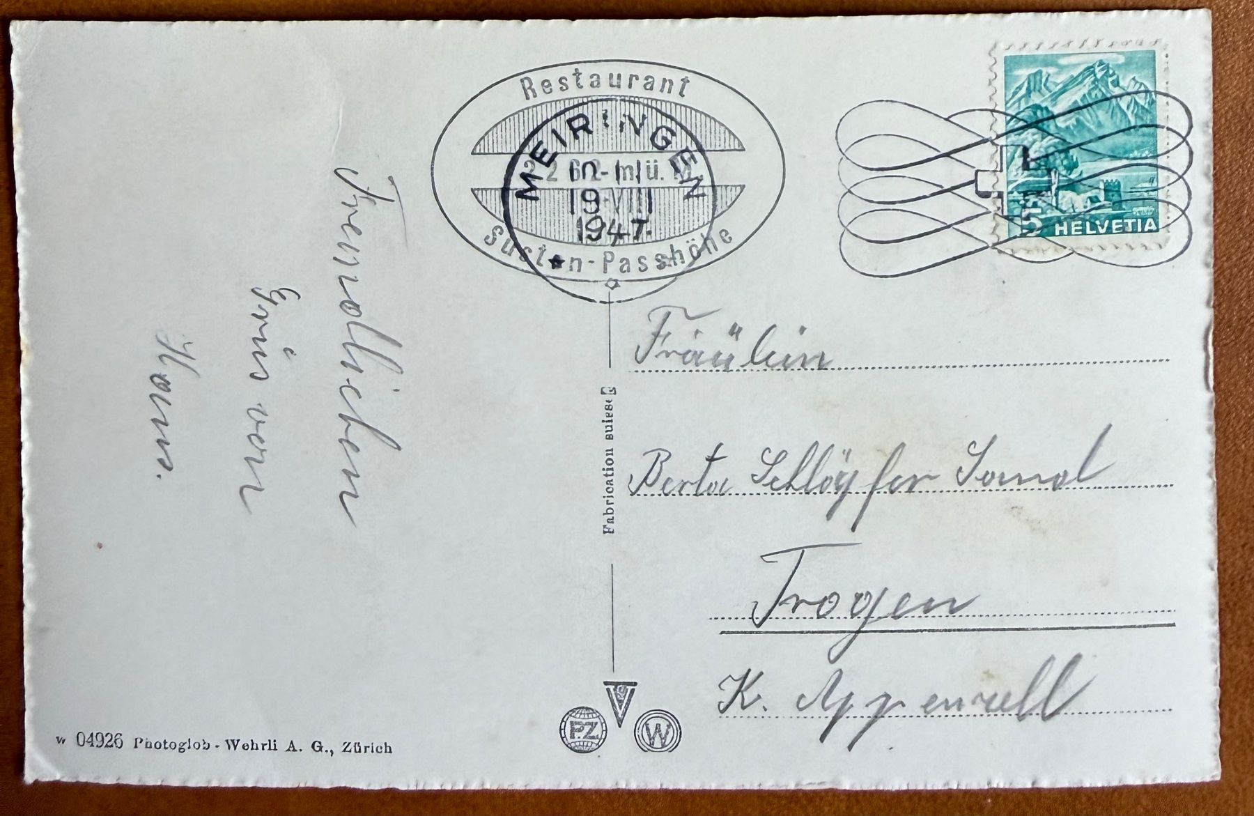 Cartes postales: Sustenpasshöhe mit Restaurant & Parkplatz 1947 – D'occasion à Lutry par Ediego 1