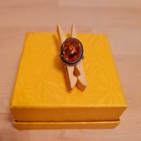 BERNSTEIN RING SILBER ANTIK