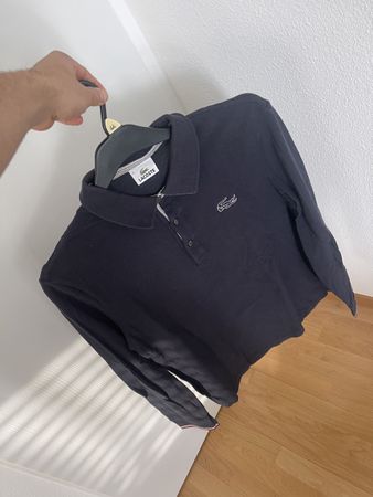 Lacoste Herren Polo-Shirt Langarm, Dunkelblau, Vintage, y2k