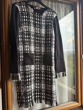 Abito donna fantasia scozzese con frange - taglia unica