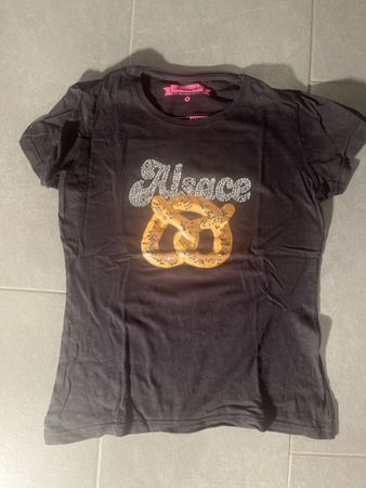 T-Shirt mit Bretzel und Aufschrift „Alsace“ , Gr. M