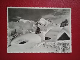 Obertoggenburg Alp Iltios Säntis Schafberg Winter s/w Karte