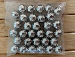 Perlen / Bastelperlen Discokugel Silberfarben 10mm