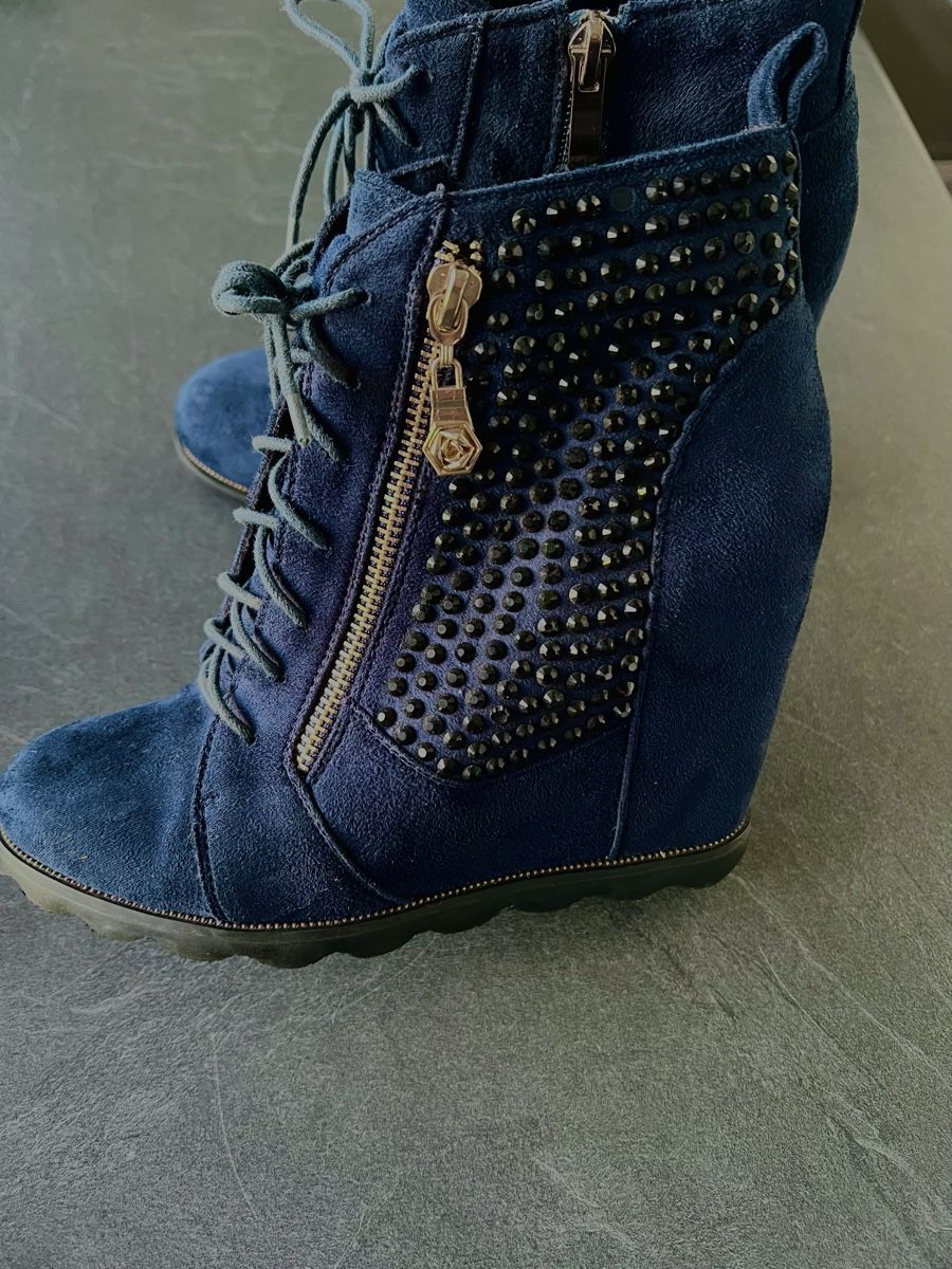 Scarpe da donna: Bottines compensées en daim bleuT37, NEU – Nuovo (secondo la descrizione) da Porrentruy venduto da SYANKA 5