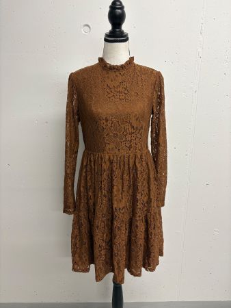 Molly Bracken Spitzenkleid in Braun Gr. S langarm Boho Kleid