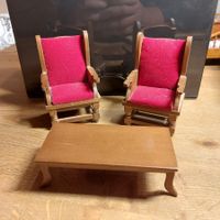 Puppenhausmöbel Sofa rot Miniatur Möbelstück