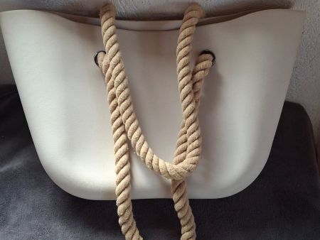 Grand sac beige extérieur coque intérieur tissu
