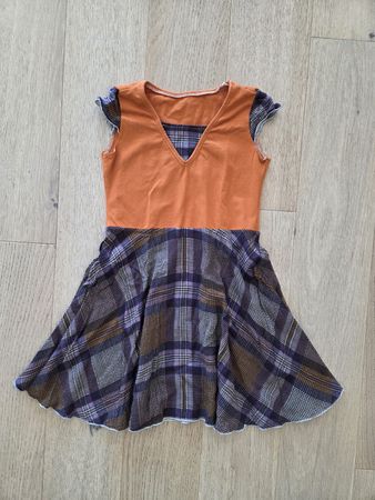 Handmade Retro Kleid, Gr.98, Orange/Plaid